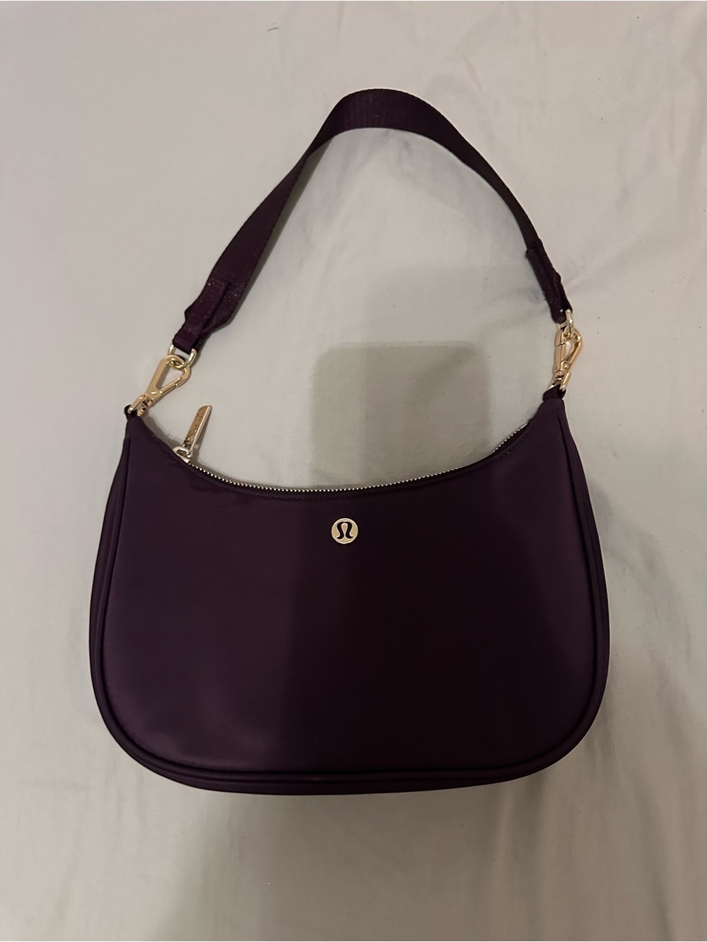 lululemon athletica Deep Plum Shoulder Bag with Gold Hardware